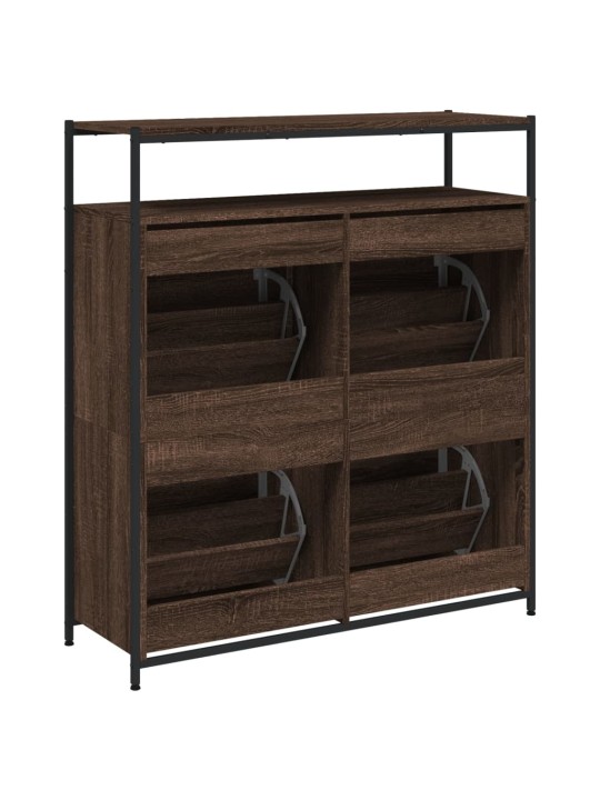 Botník se 4 výklopnými zásuvkami hnědý dub 100 x 34 x 112 cm
