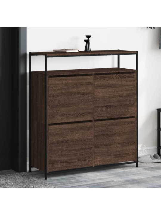 Botník se 4 výklopnými zásuvkami hnědý dub 100 x 34 x 112 cm