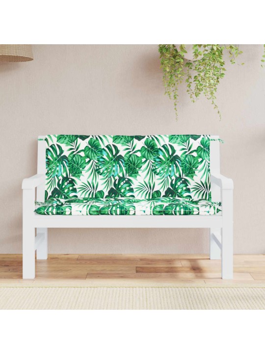 Podušky na zahradní lavici 2 ks vzor listů 120x50x7 cm oxford