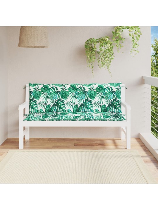 Podušky na zahradní lavici 2 ks vzor listů 150x50x7 cm oxford