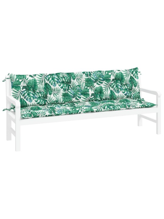 Podušky na zahradní lavici 2 ks vzor listů 200x50x7 cm oxford