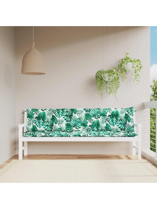Podušky na zahradní lavici 2 ks vzor listů 200x50x7 cm oxford