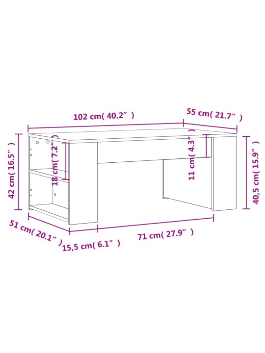 Konferenční stolek bílý 102 x 55 x 42 cm kompozitní dřevo