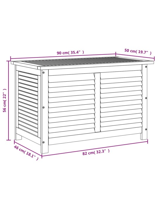 Zahradní úložný box s lamelami 90 x 50 x 56 cm masivní akácie