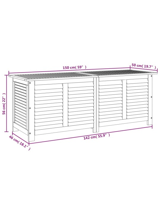 Zahradní úložný box s lamelami 150 x 50 x 56 cm masivní akácie