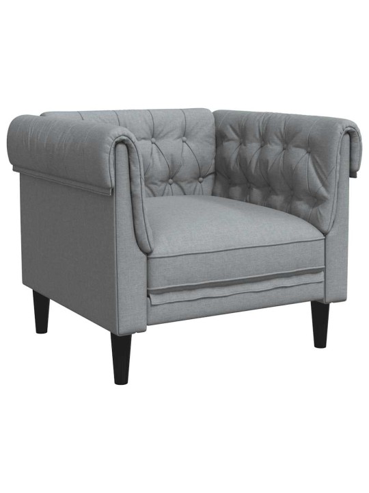 Křeslo chesterfield světle šedé textil