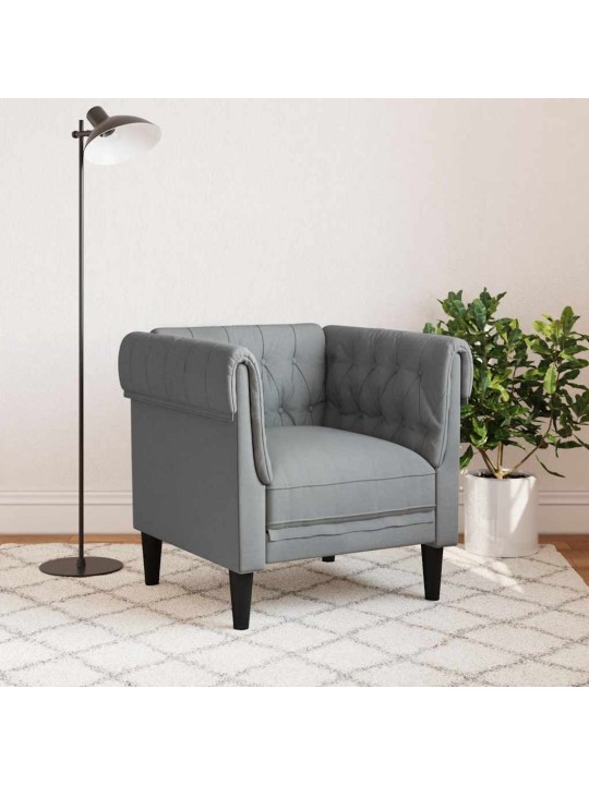 Křeslo chesterfield světle šedé textil
