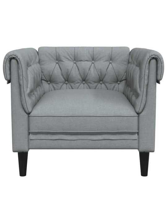 Křeslo chesterfield světle šedé textil