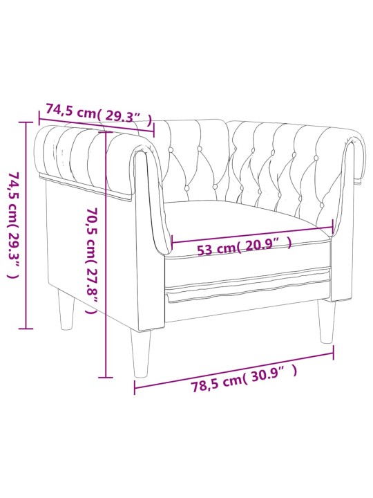 Křeslo chesterfield světle šedé textil
