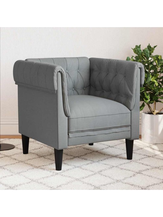 Křeslo chesterfield světle šedé textil