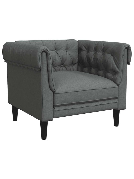 Křeslo chesterfield tmavě šedé textil