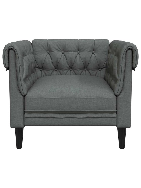 Křeslo chesterfield tmavě šedé textil