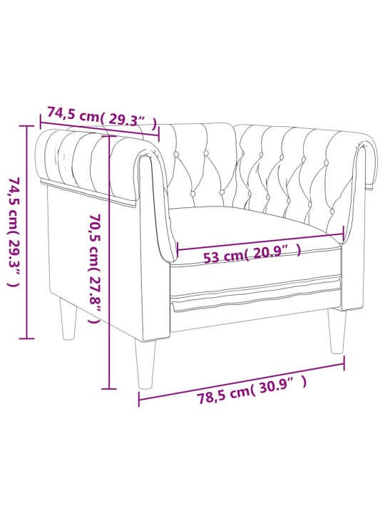 Křeslo chesterfield tmavě šedé textil