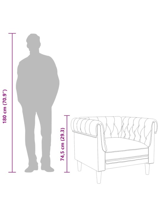 Křeslo chesterfield tmavě šedé textil