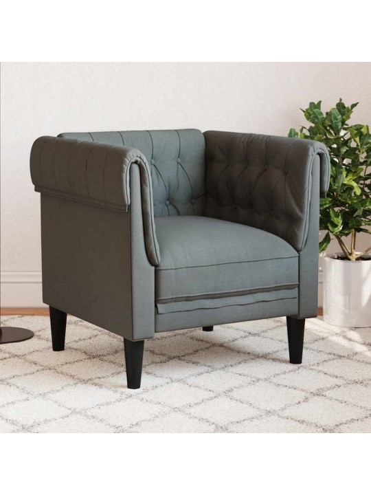 Křeslo chesterfield tmavě šedé textil