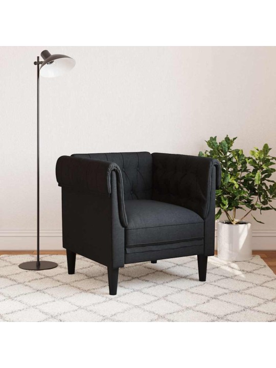 Křeslo chesterfield černé textil