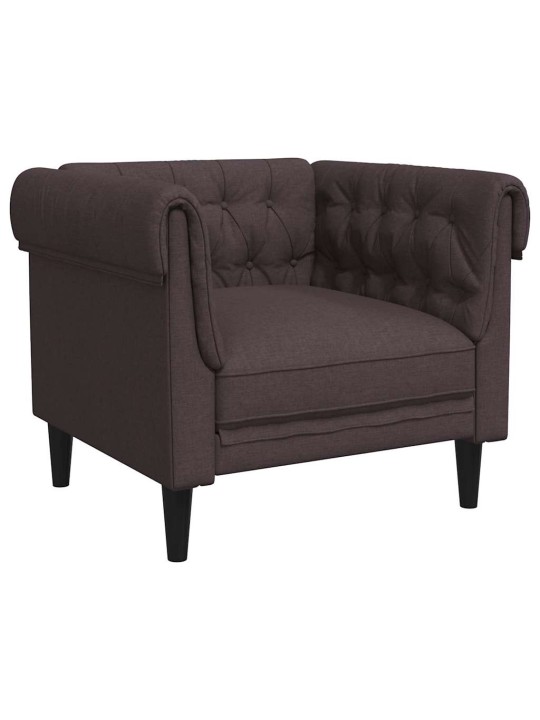 Křeslo chesterfield tmavě hnědé textil