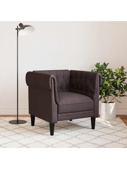 Křeslo chesterfield tmavě hnědé textil