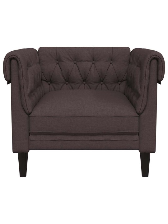 Křeslo chesterfield tmavě hnědé textil