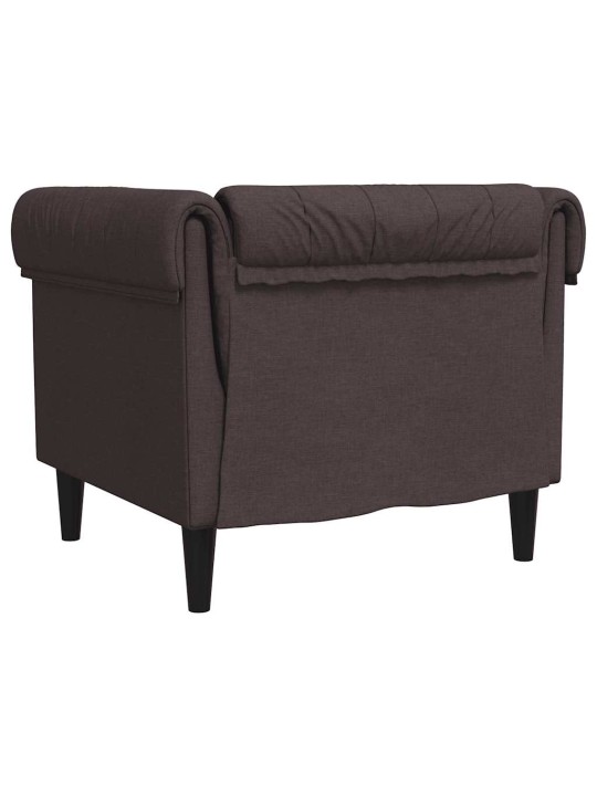 Křeslo chesterfield tmavě hnědé textil