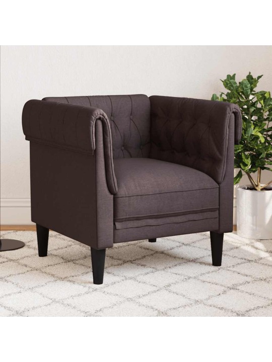 Křeslo chesterfield tmavě hnědé textil