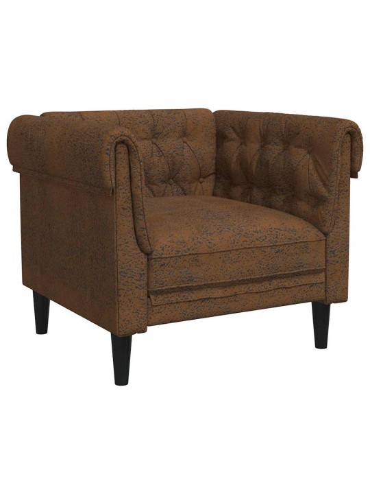 Křeslo chesterfield hnědé textil
