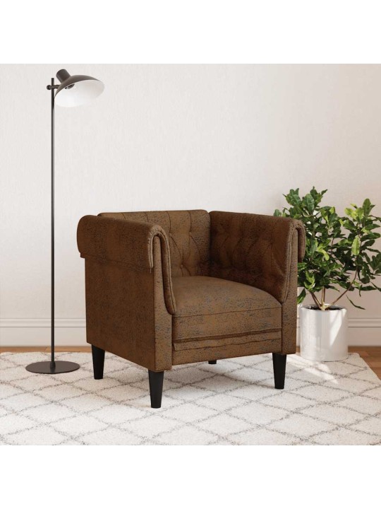 Křeslo chesterfield hnědé textil