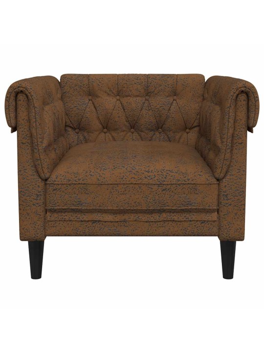 Křeslo chesterfield hnědé textil
