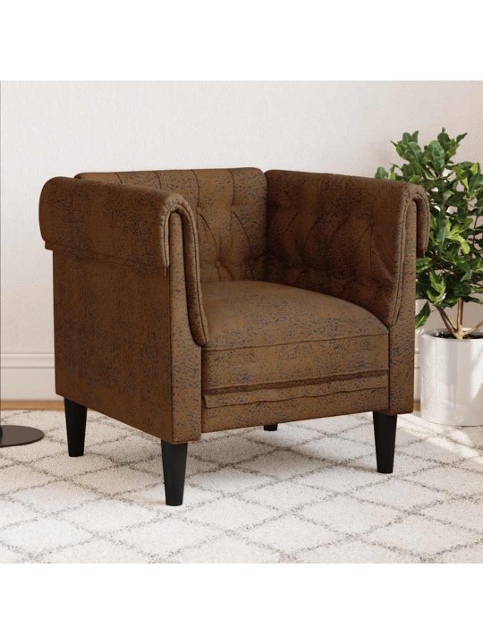 Křeslo chesterfield hnědé textil