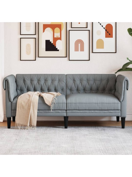 Chesterfield pohovka 2místná světle šedá textil