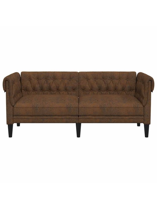 Chesterfield pohovka 2místná hnědá textil
