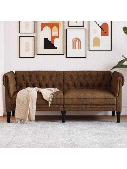 Chesterfield pohovka 2místná hnědá textil