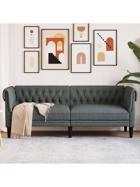 Chesterfield pohovka 3místná tmavě šedá textil