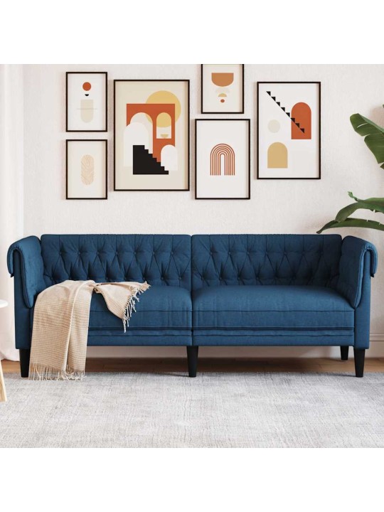 Chesterfield pohovka 3místná modrá textil