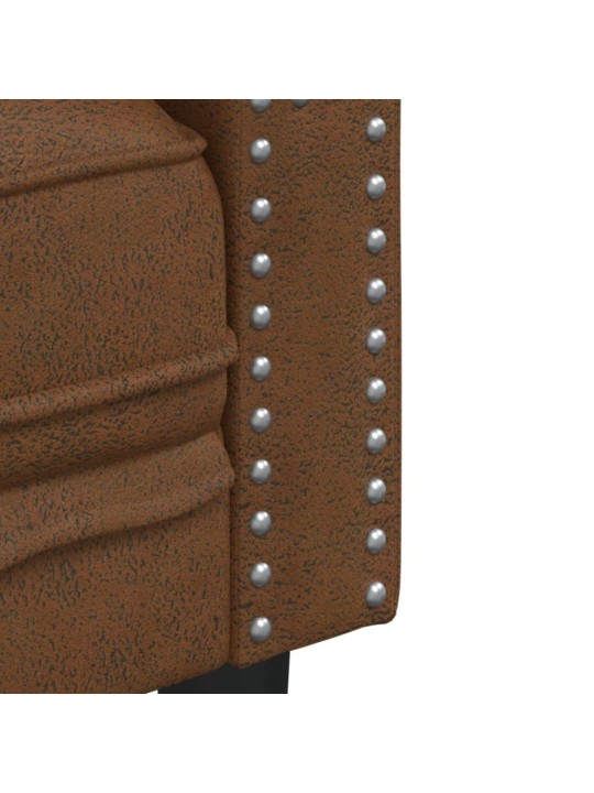 Křeslo chesterfield hnědé umělá semišová kůže