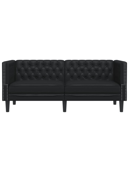 Pohovka chesterfield 2místná černá umělá kůže