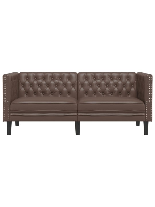 Pohovka chesterfield 2místná hnědá umělá kůže