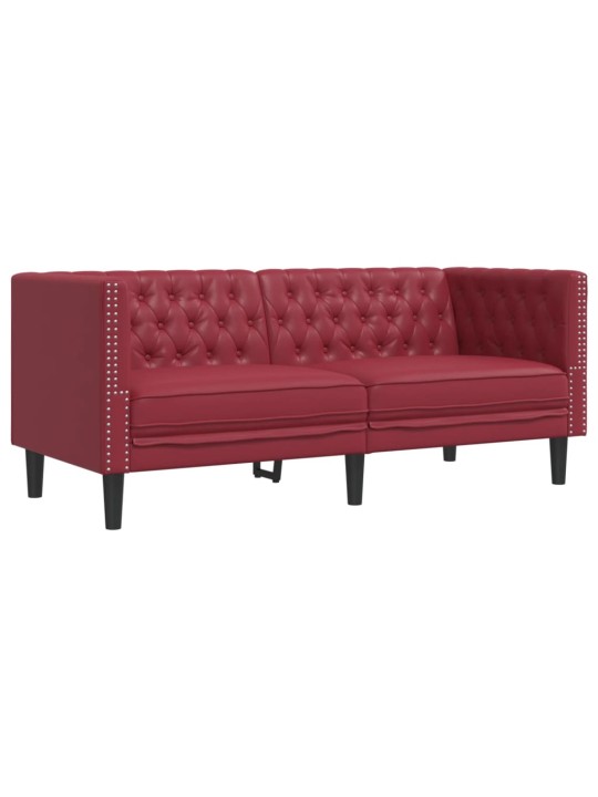 Pohovka chesterfield 2místná vínová umělá kůže