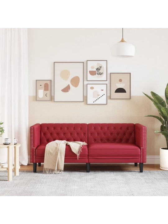 Pohovka chesterfield 2místná vínová umělá kůže