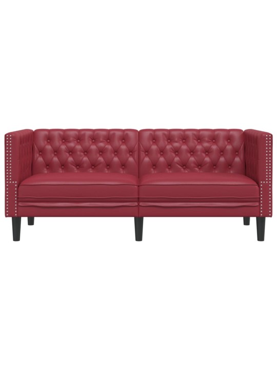 Pohovka chesterfield 2místná vínová umělá kůže
