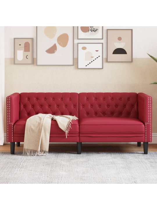 Pohovka chesterfield 2místná vínová umělá kůže