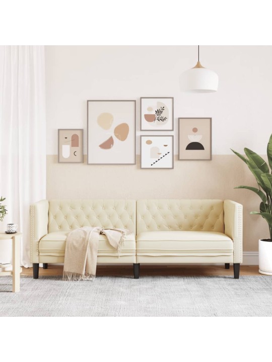 Pohovka chesterfield 3místná krémová umělá kůže