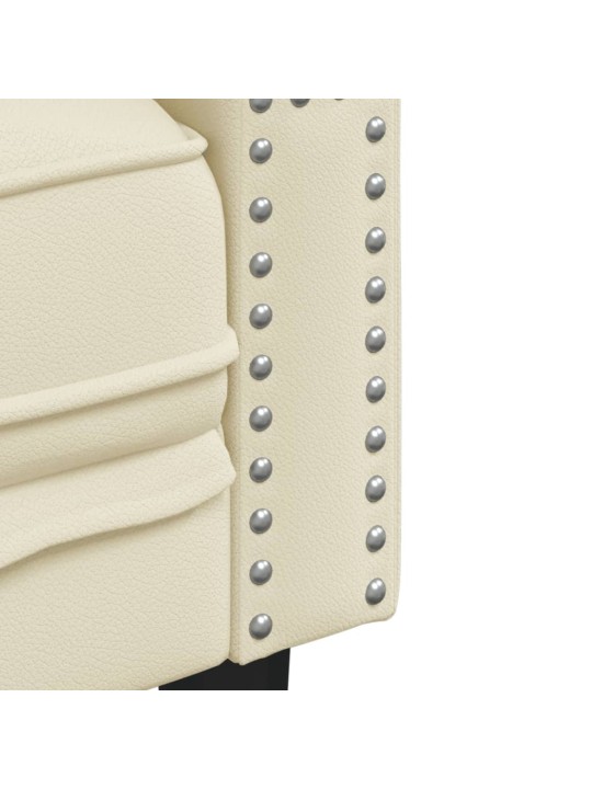 Pohovka chesterfield 3místná krémová umělá kůže