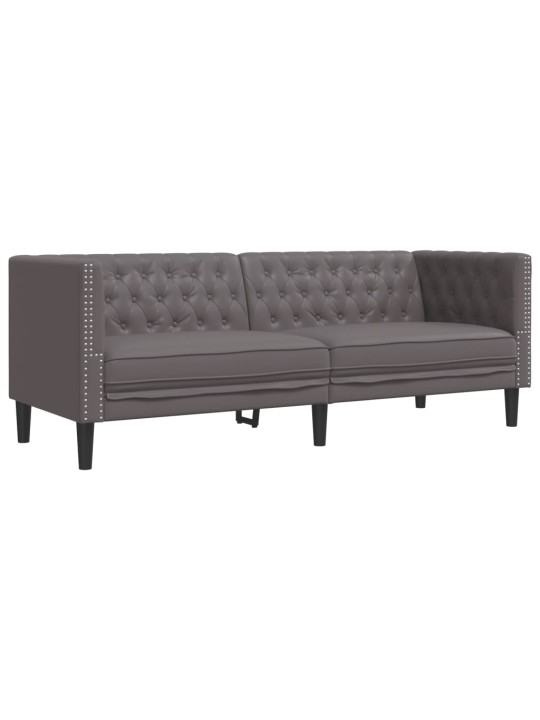 Pohovka chesterfield 3místná šedá umělá kůže