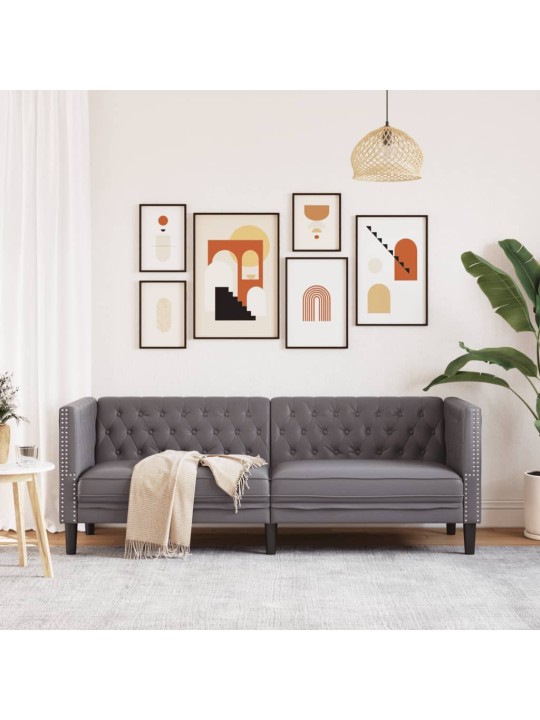 Pohovka chesterfield 3místná šedá umělá kůže