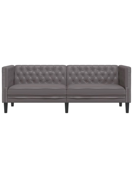 Pohovka chesterfield 3místná šedá umělá kůže
