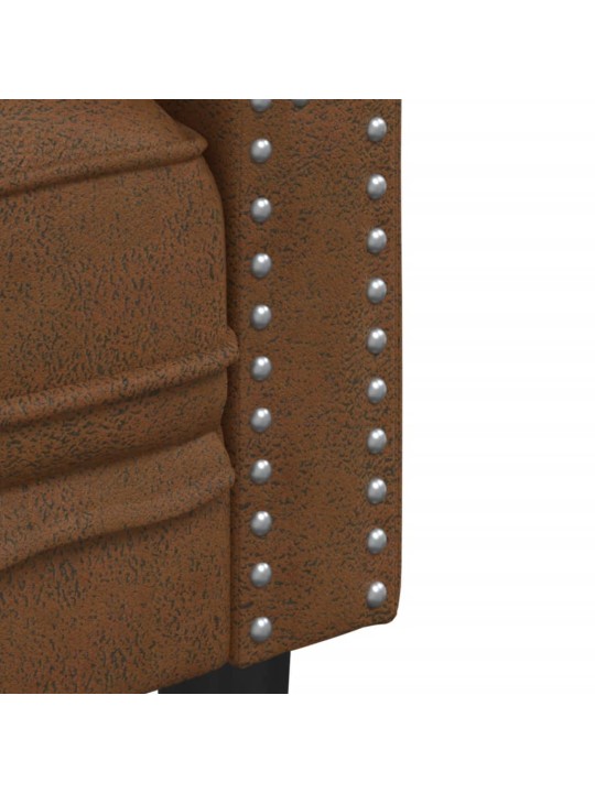 Pohovka chesterfield 3místná hnědá umělá semišová kůže