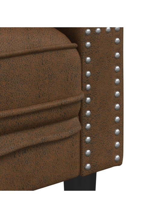 Pohovka chesterfield s podhlavníky 3místná hnědá umělý semiš