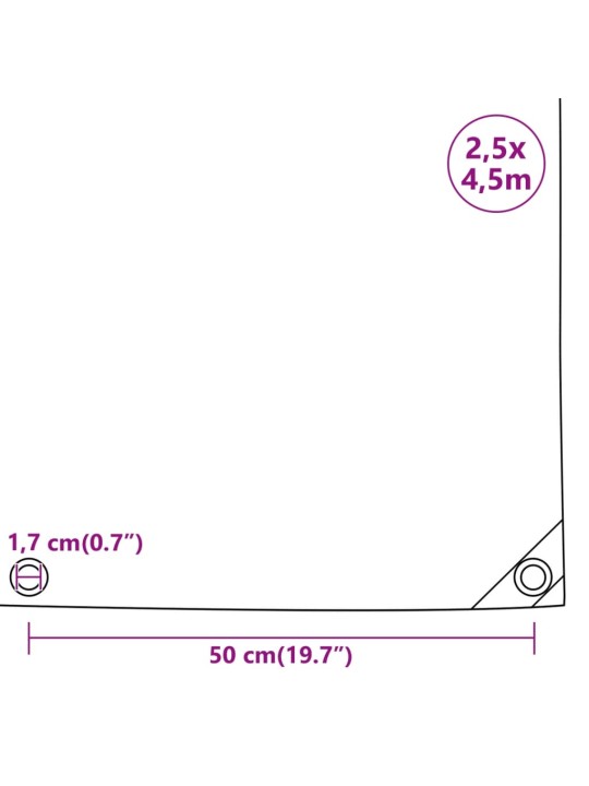 Plachta antracitová 2,5 x 4,5 m 650 g/m²