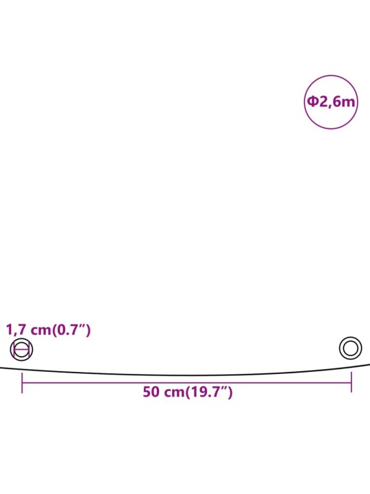 Plachta šedá Ø 2,6 m 650 g/m²